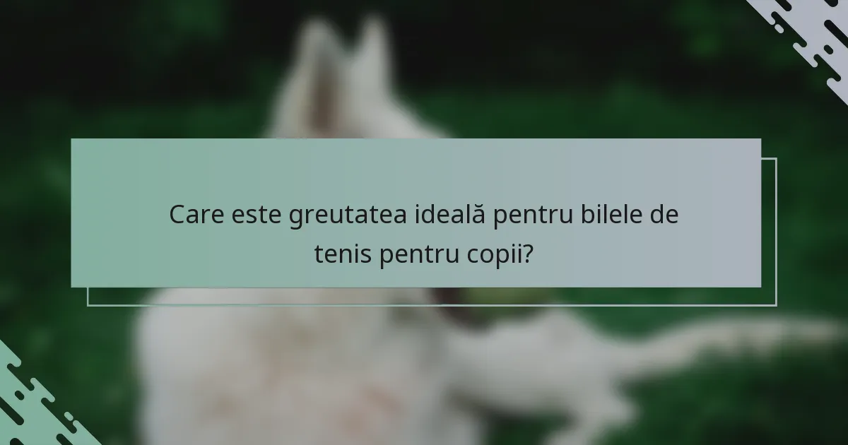 Care este greutatea ideală pentru bilele de tenis pentru copii?
