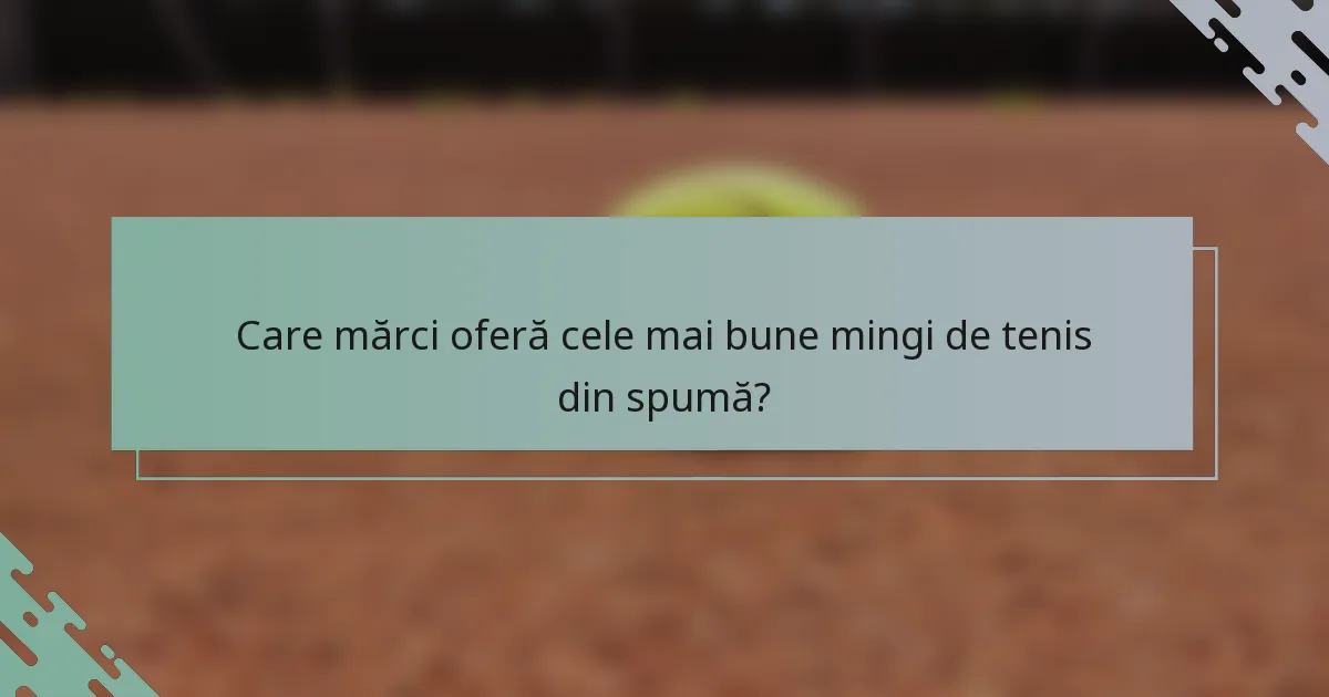 Care mărci oferă cele mai bune mingi de tenis din spumă?