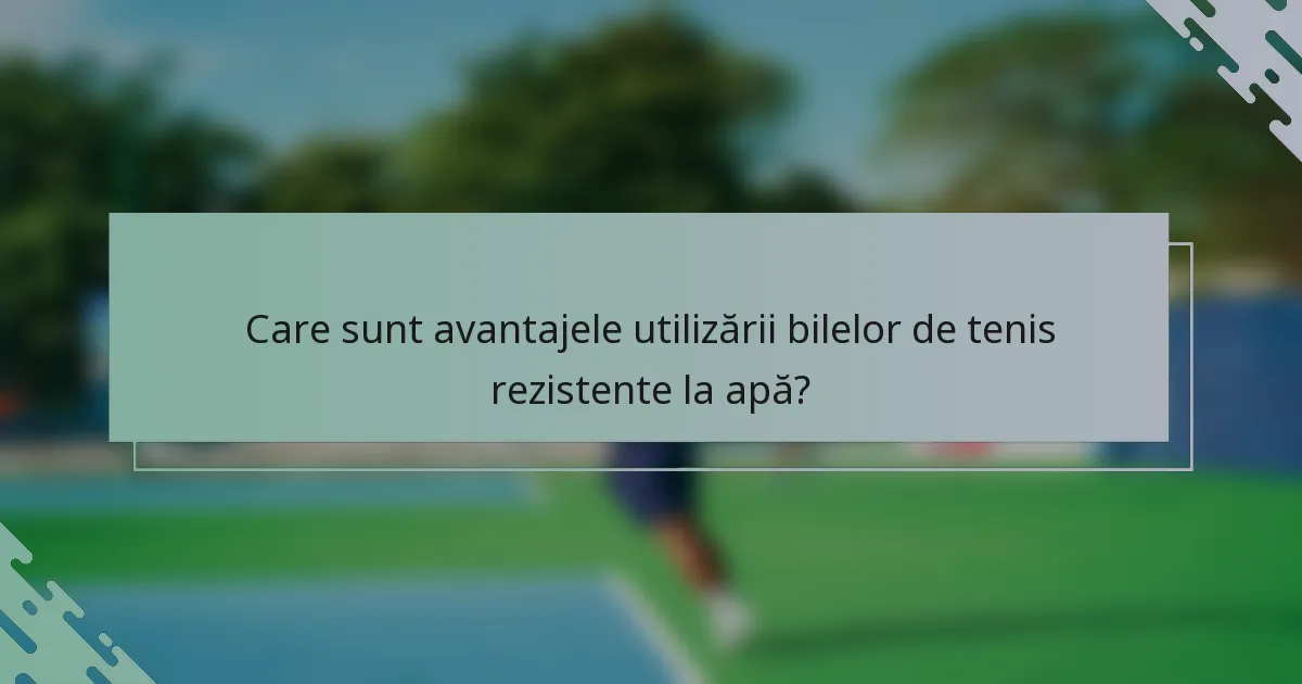 Care sunt avantajele utilizării bilelor de tenis rezistente la apă?