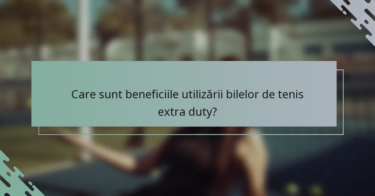 Care sunt beneficiile utilizării bilelor de tenis extra duty?