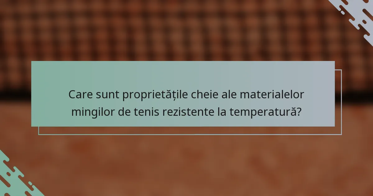 Care sunt proprietățile cheie ale materialelor mingilor de tenis rezistente la temperatură?