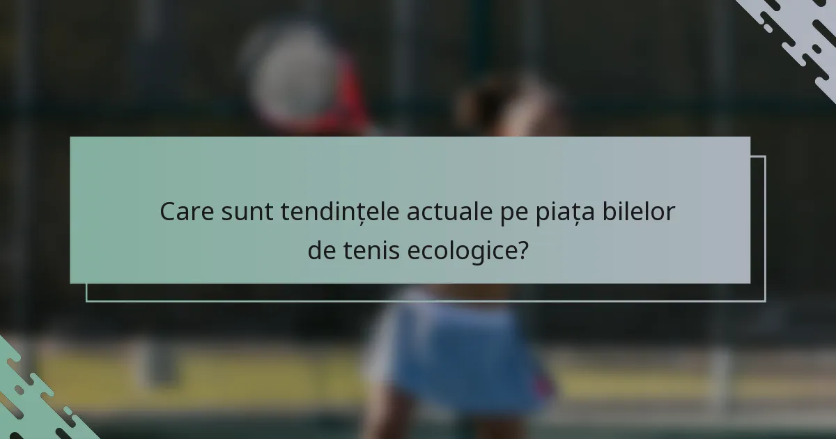 Care sunt tendințele actuale pe piața bilelor de tenis ecologice?