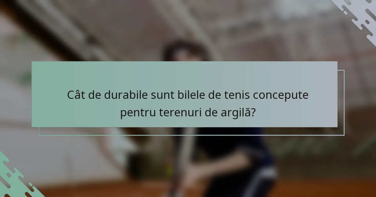 Cât de durabile sunt bilele de tenis concepute pentru terenuri de argilă?