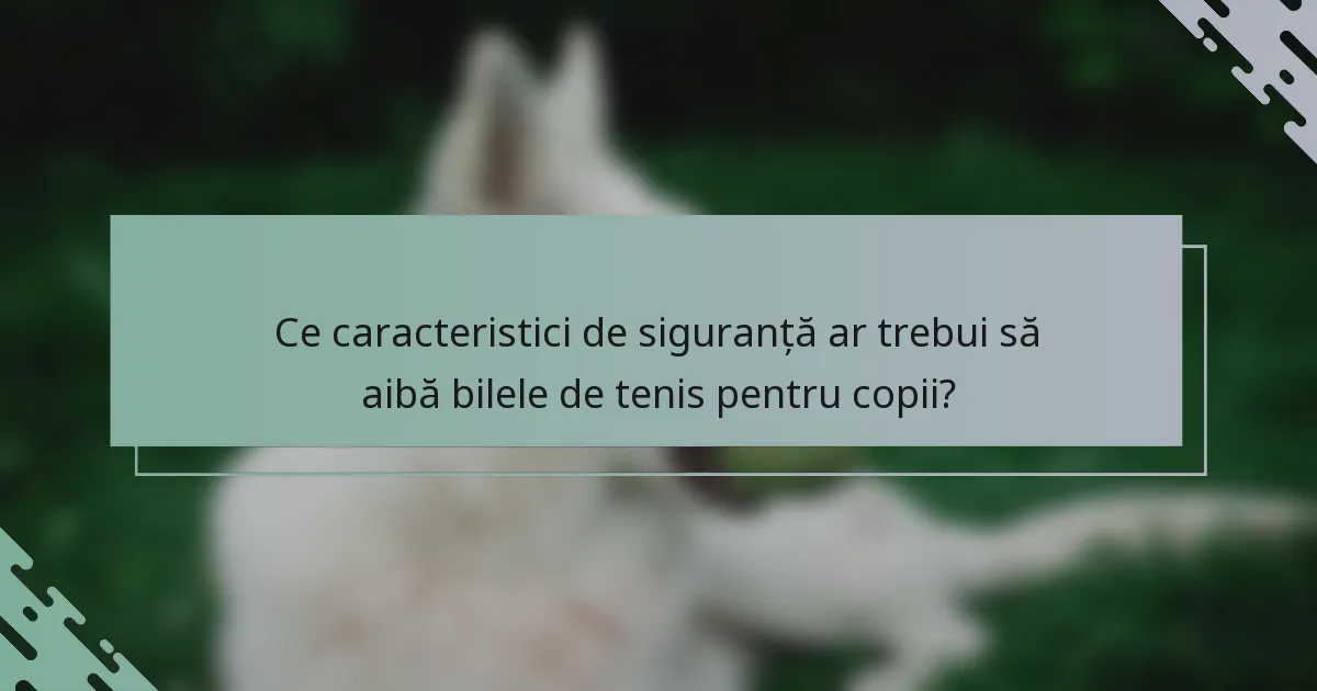 Ce caracteristici de siguranță ar trebui să aibă bilele de tenis pentru copii?