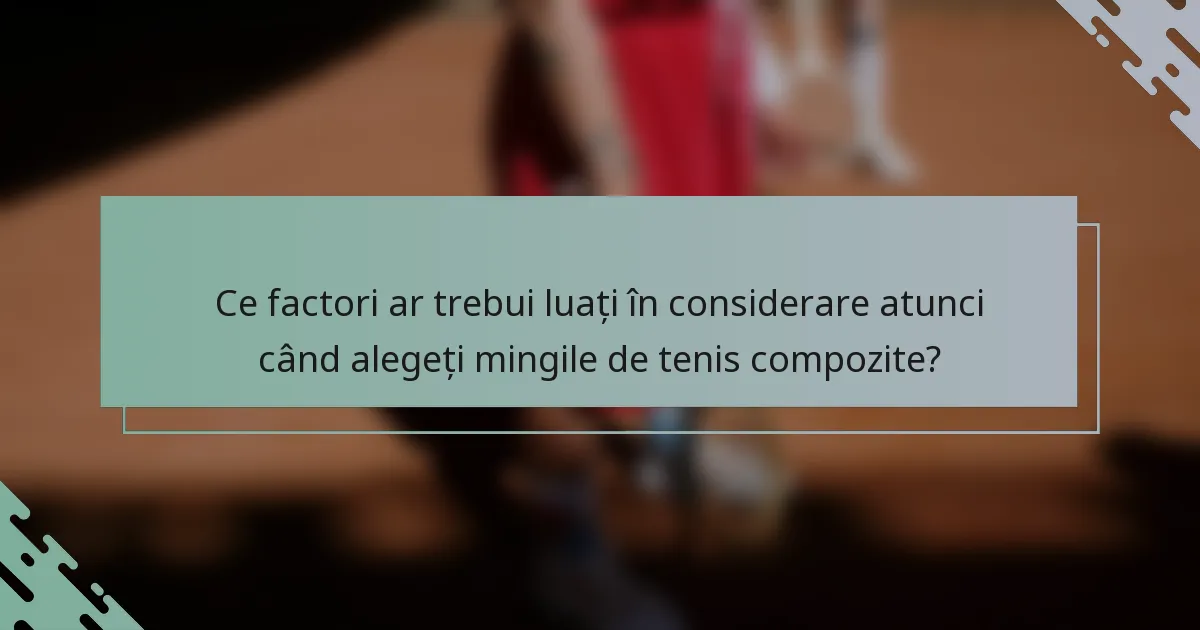 Ce factori ar trebui luați în considerare atunci când alegeți mingile de tenis compozite?
