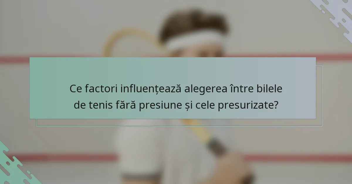 Ce factori influențează alegerea între bilele de tenis fără presiune și cele presurizate?