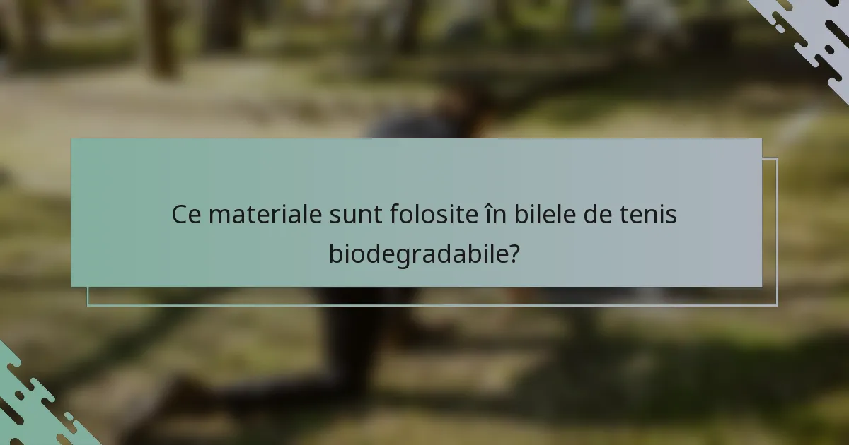 Ce materiale sunt folosite în bilele de tenis biodegradabile?