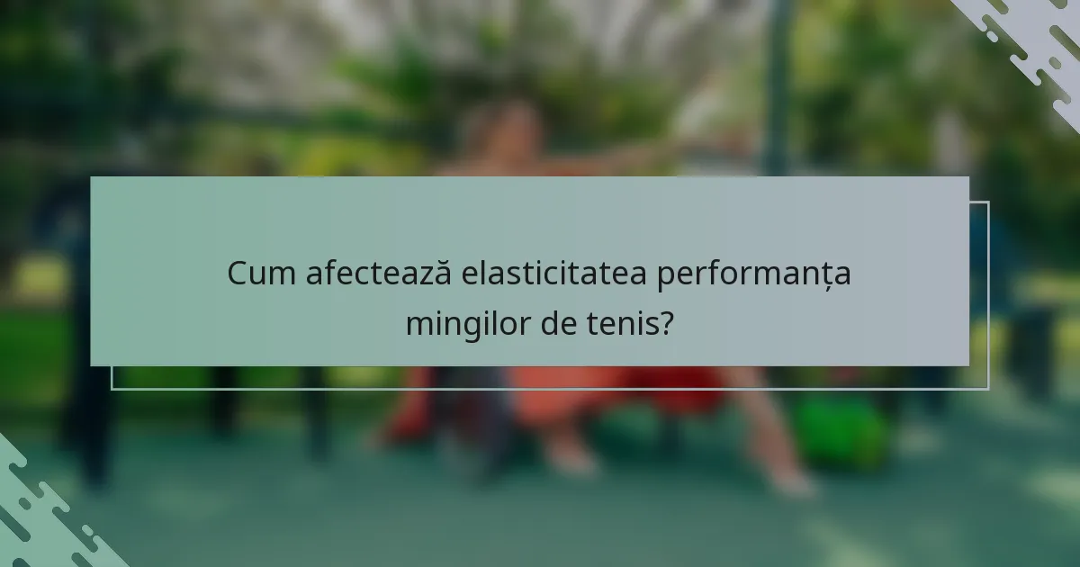 Cum afectează elasticitatea performanța mingilor de tenis?
