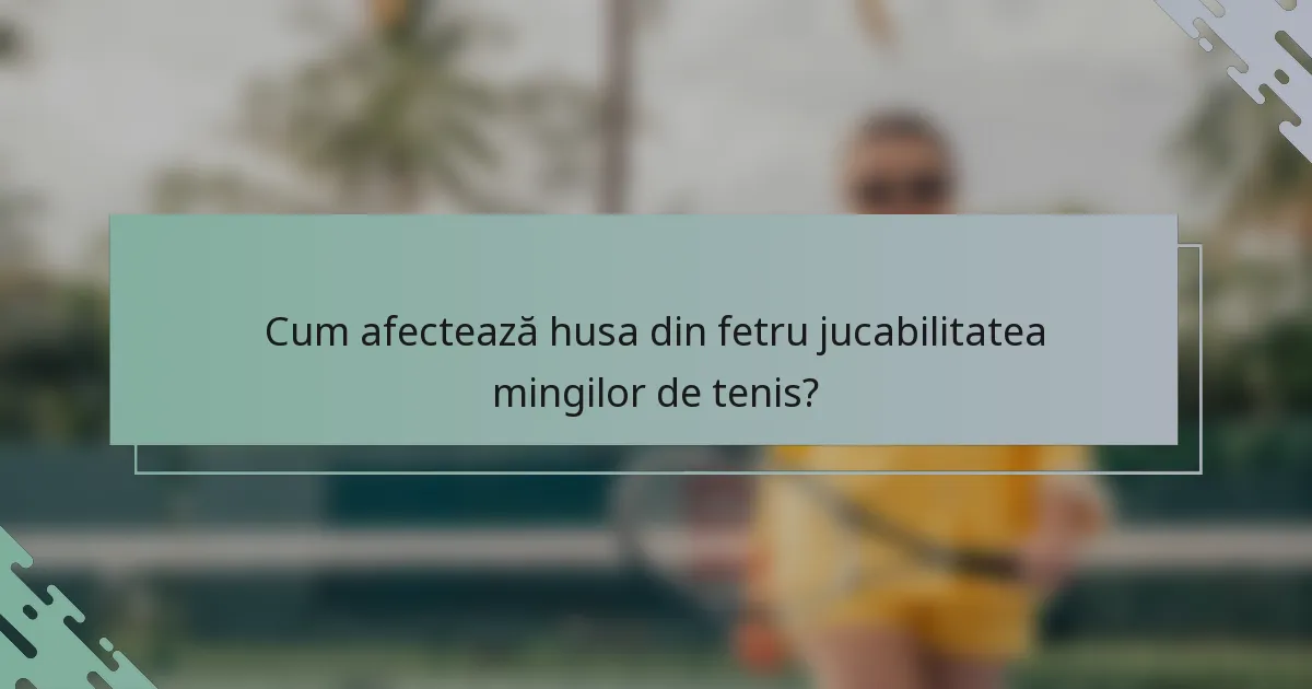 Cum afectează husa din fetru jucabilitatea mingilor de tenis?