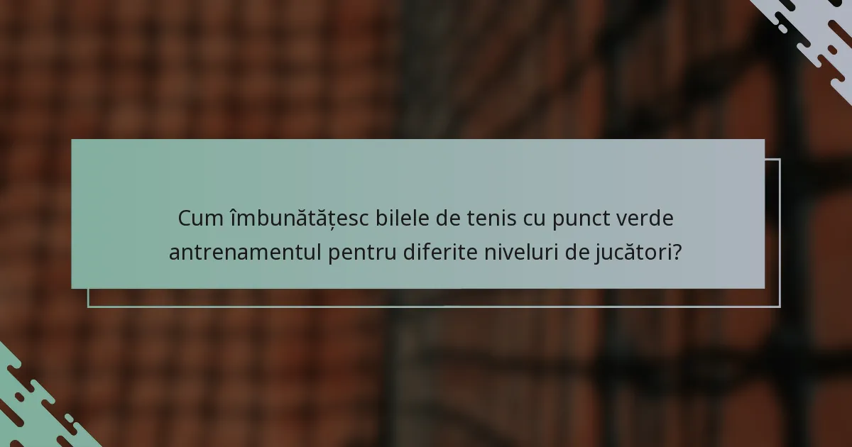 Cum îmbunătățesc bilele de tenis cu punct verde antrenamentul pentru diferite niveluri de jucători?