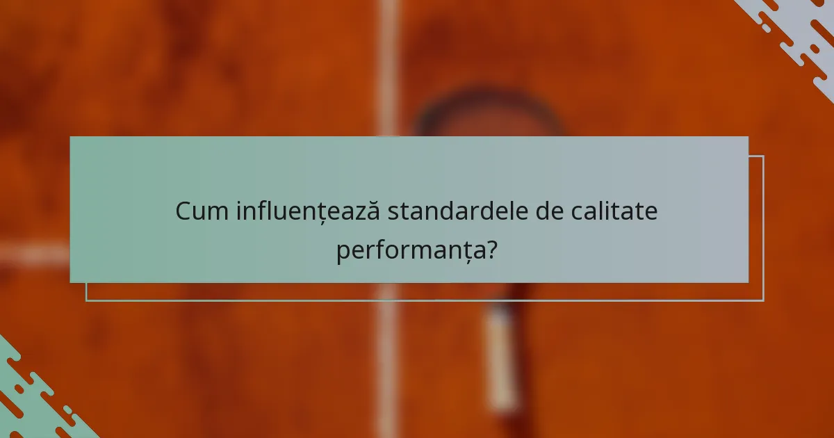 Cum influențează standardele de calitate performanța?