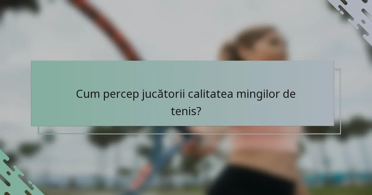 Cum percep jucătorii calitatea mingilor de tenis?